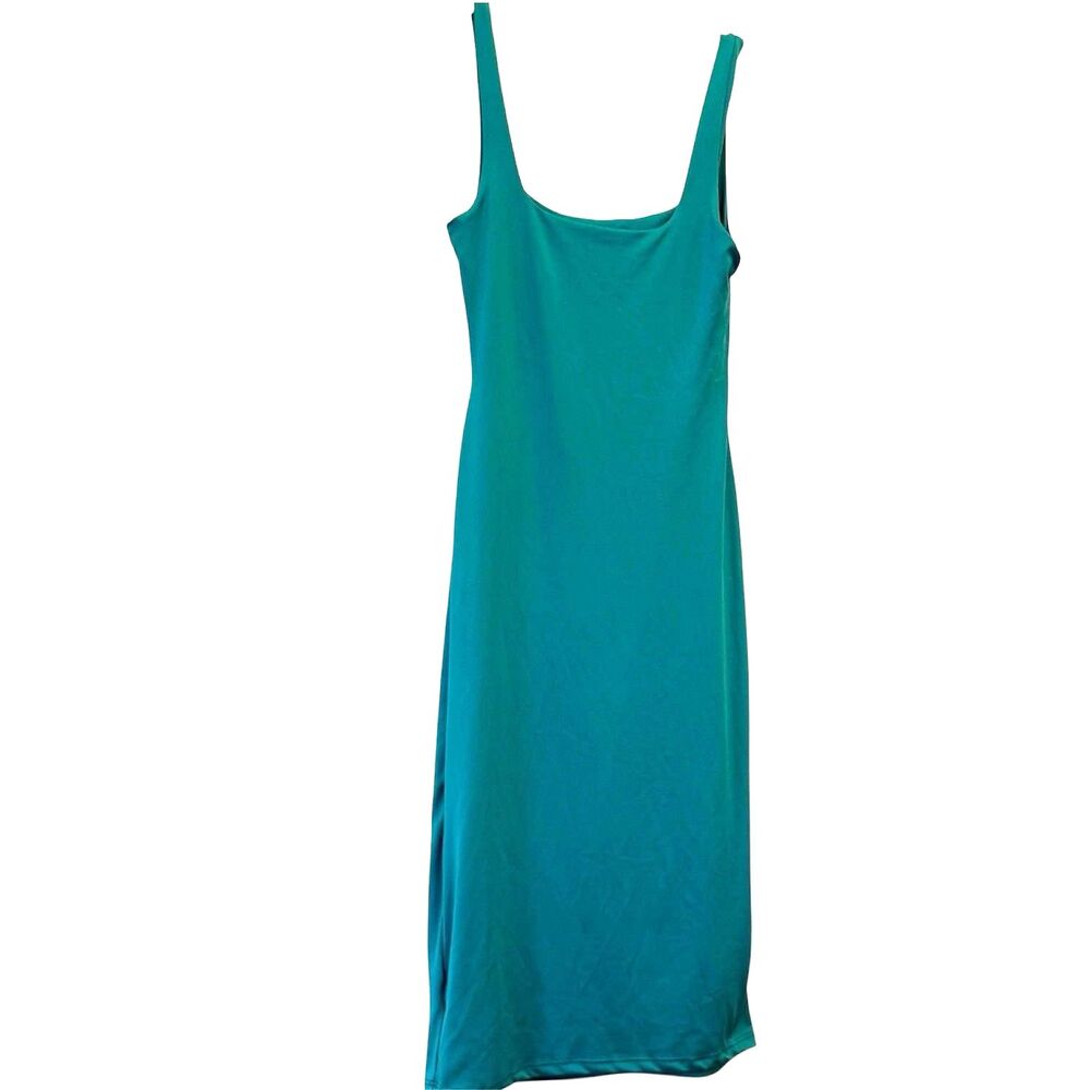 Sincerely Jules Emerald Green Fitted Stretchy Round Neck Sheath Midi Dress S